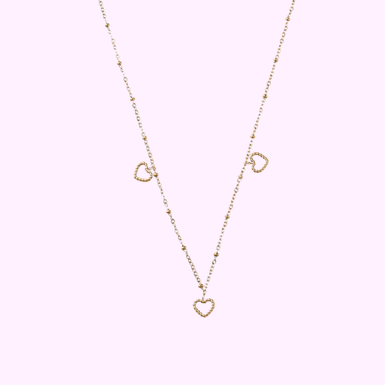 Open Heart Charm Necklace - Gold