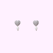 Woven Heart Stud - Silver