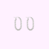 Oval Swirl Hoops - Silver