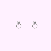 Crystal Heart Hoop - Silver