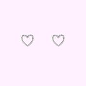 Beaded Heart Studs - Silver