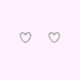 Beaded Heart Studs - Silver