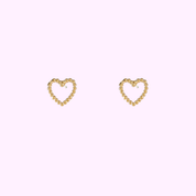 Beaded Heart Studs - Gold
