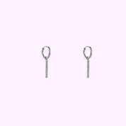 Linear Sparkle Hoops - Silver