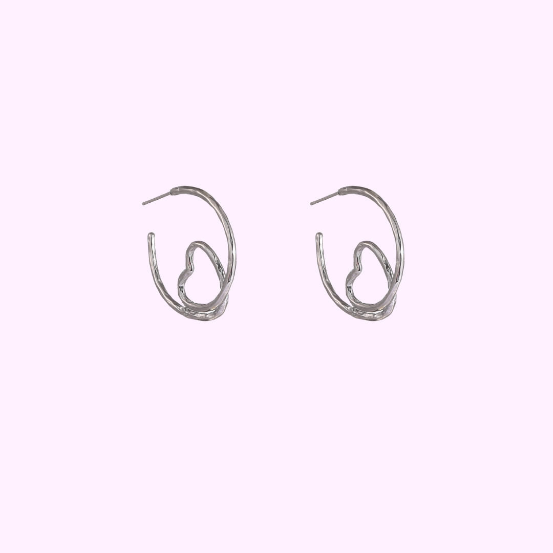 Organic Heart Hoop – Silver