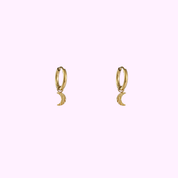 Lunar Charm Hoops - Gold
