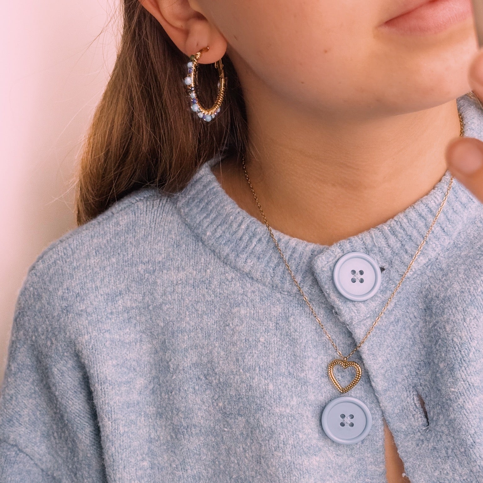 Beaded Glam Hoops - Blue
