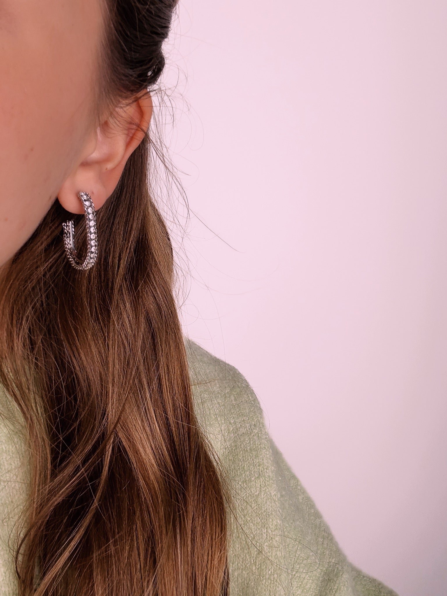 Bedazzeled Hoop - Silver