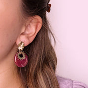 Oval Drop Earring - Gold and Purple