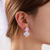 Double Clover Earring - Gold and Purple