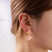 Double Clover Earring - Gold and Orange