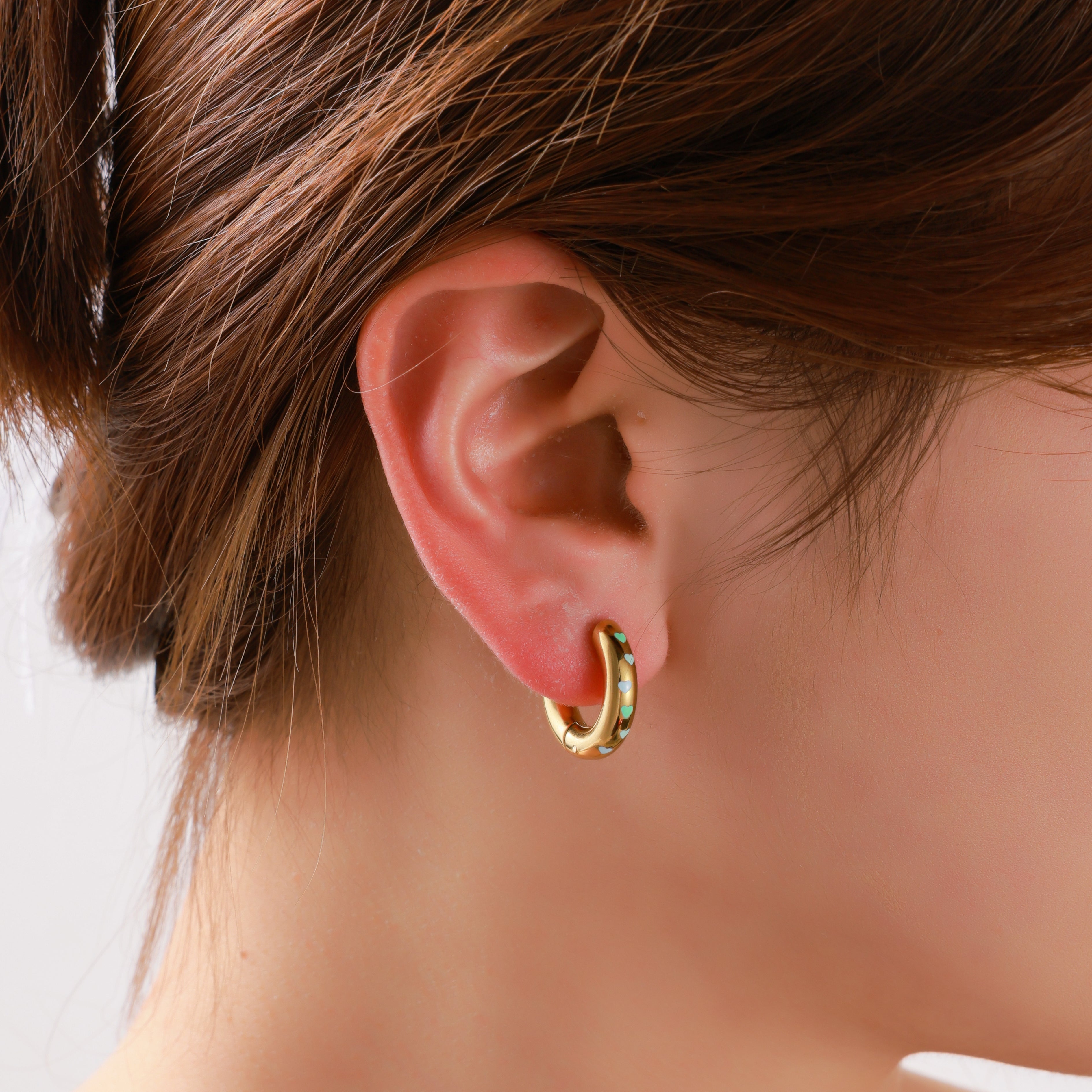 Cute Heart Hoop - Gold and Green