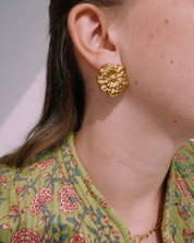 Bold Bloom Floral Studs – Gold