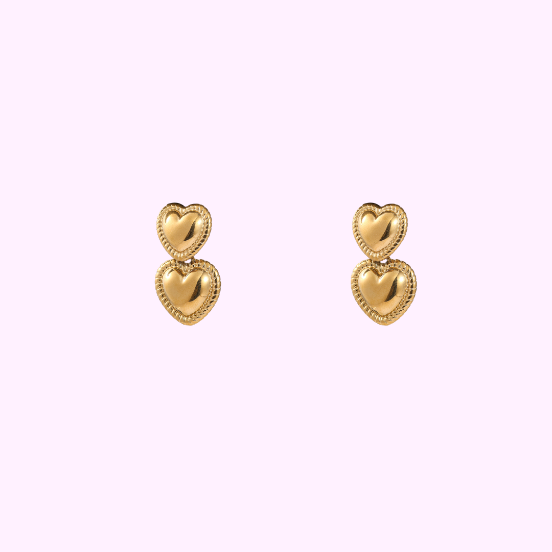 Double Heart Drop – Gold