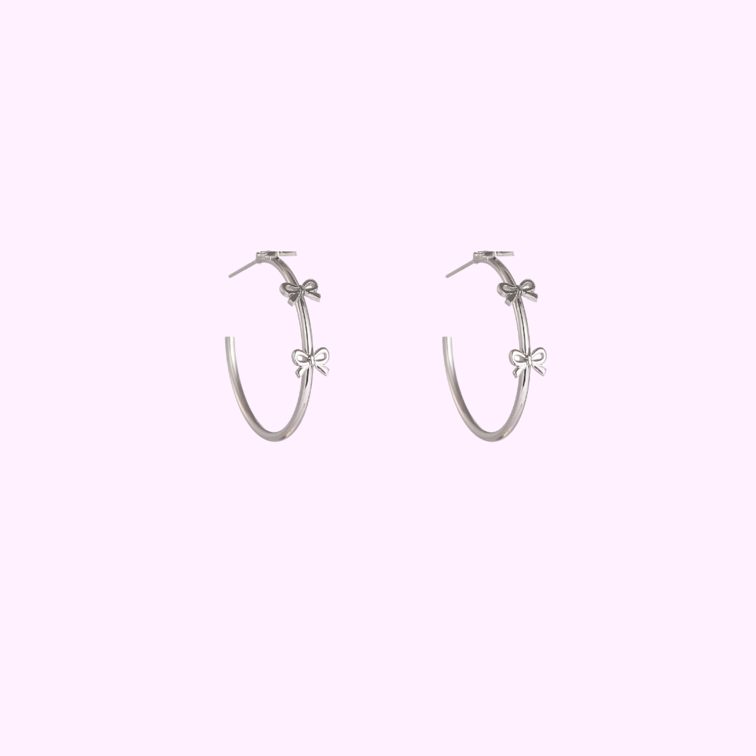 Bow Detail Hoop – Silver