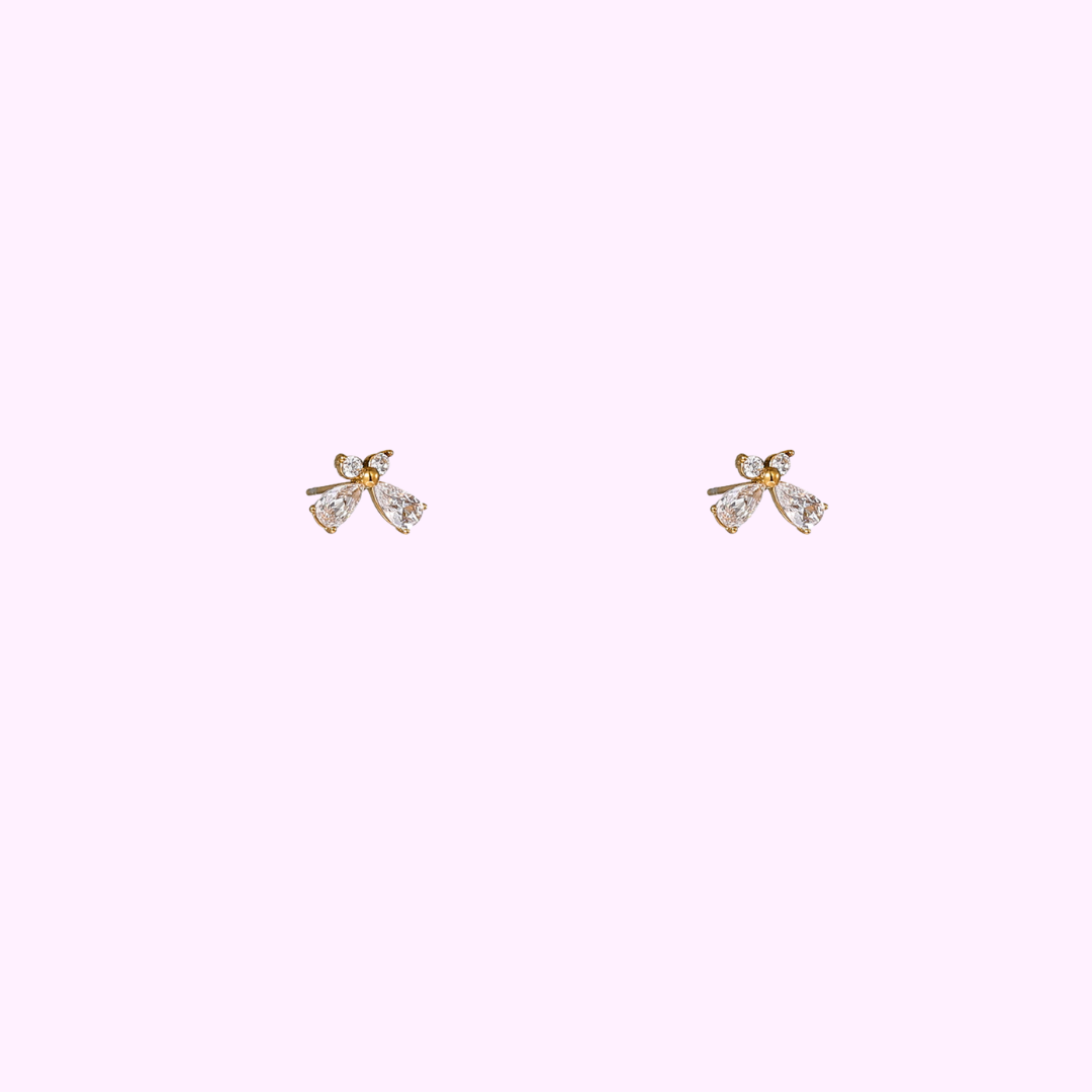 Crystal Bow Stud – Gold