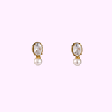 Pearl Drop Crystal Stud – Gold