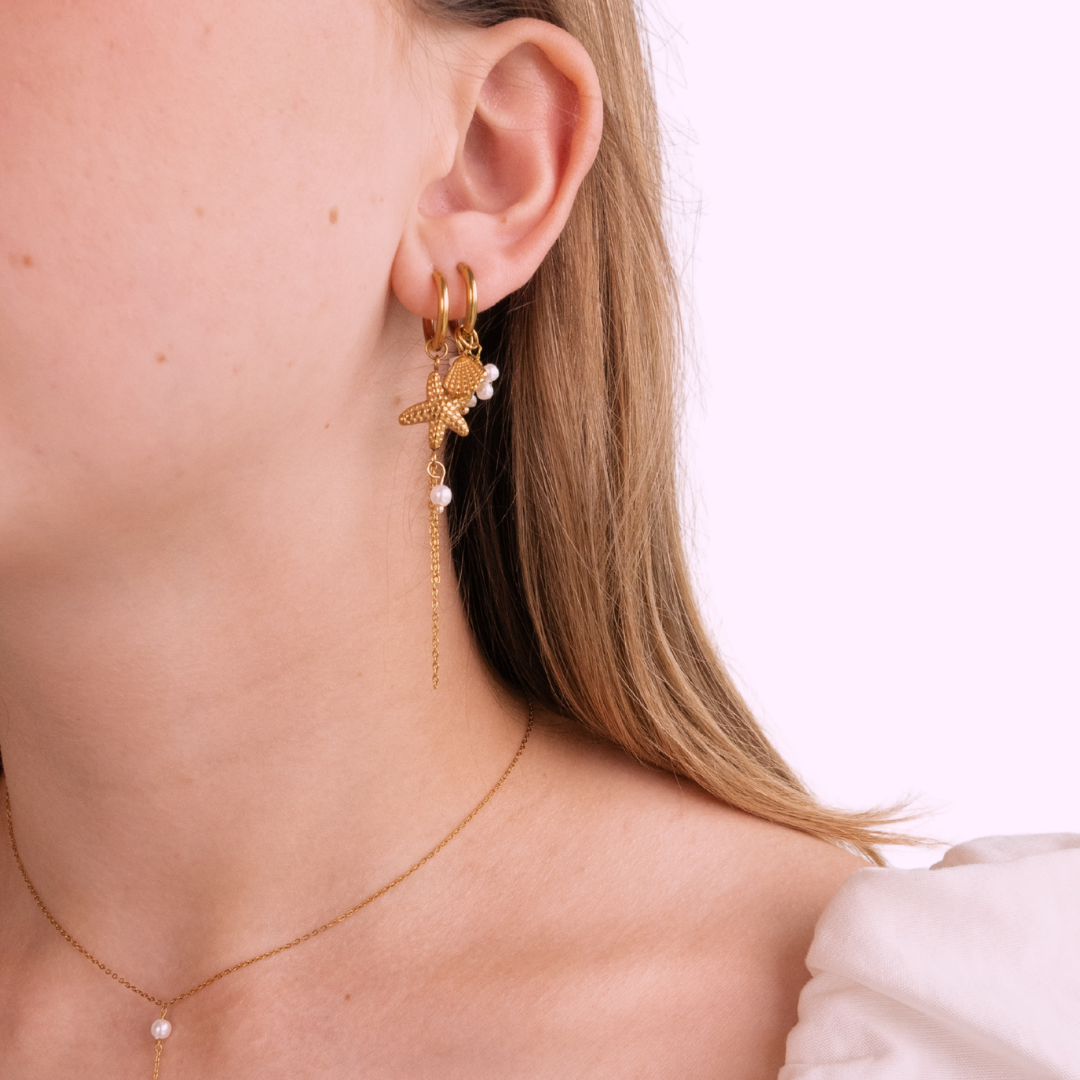 Pearl Cluster Charm Hoop – Gold