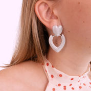 Falling Heart Earring - Silver