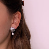 Woven Heart Stud - Silver