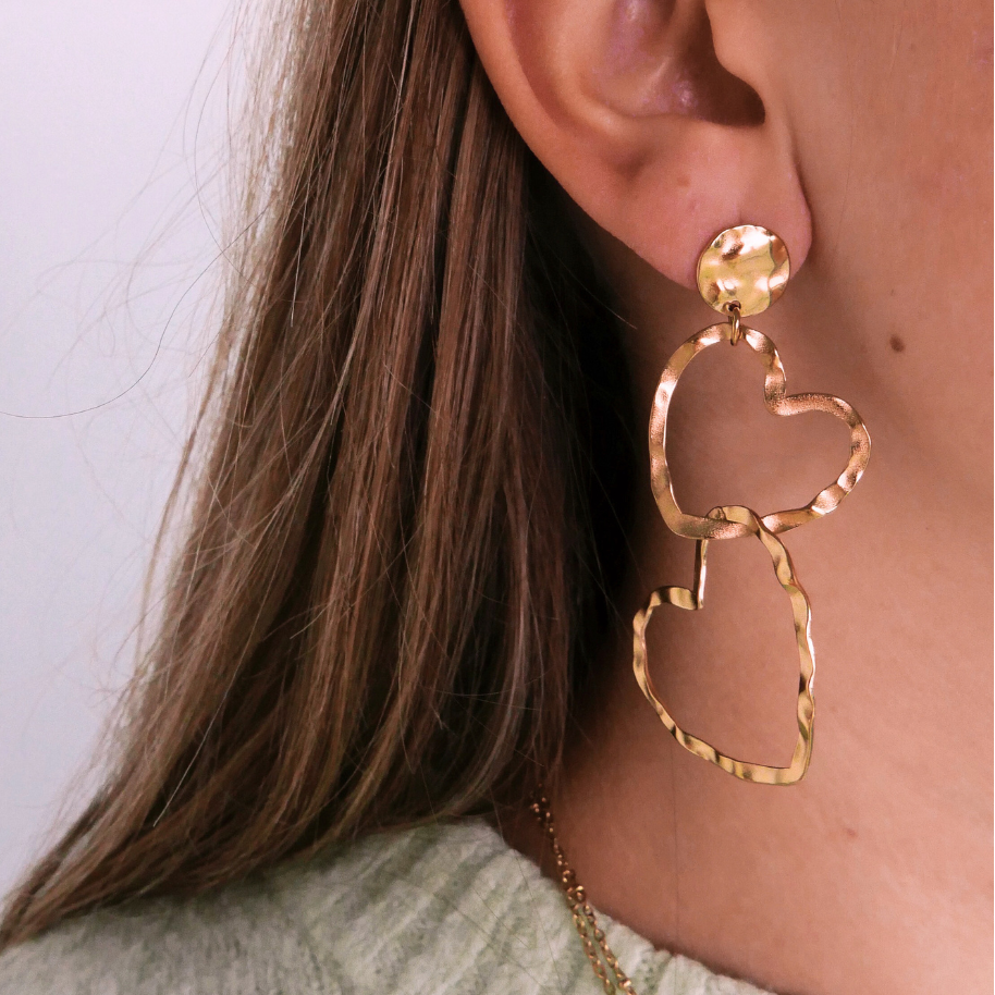 Heart Statement Earring - Gold