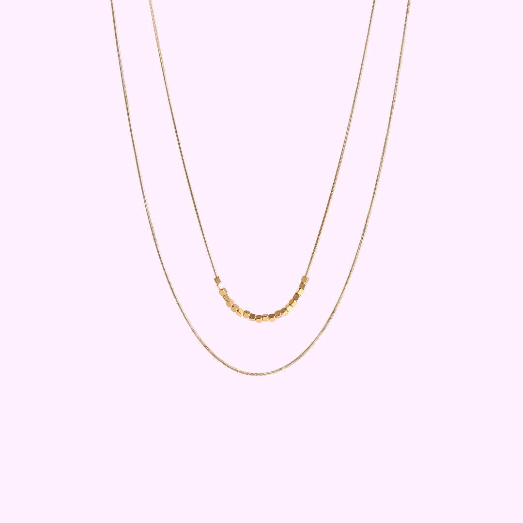 Double Layer Cube Necklace – Gold