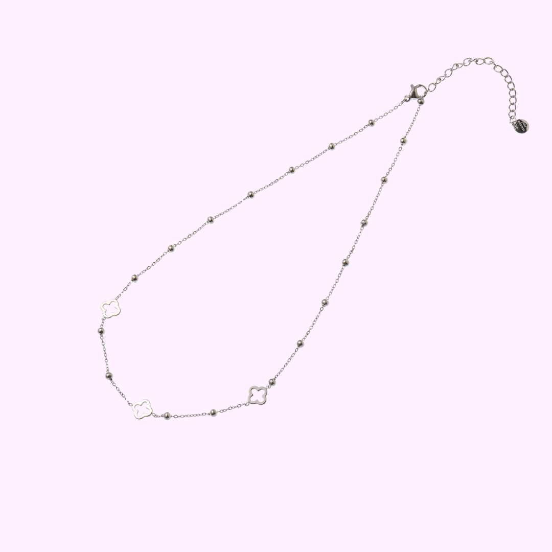 Clover Bead Necklace – Silver